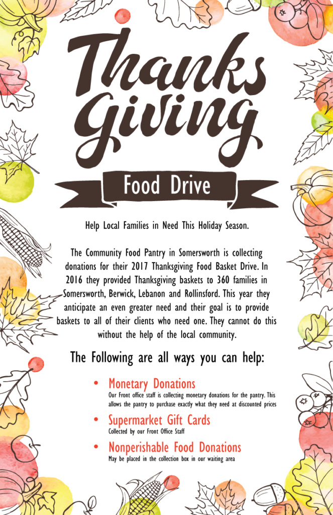 Thanksgiving Food Basket Drive | Salmon Falls Family Healthcare | Charity